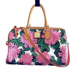 DOONEY & BOURKE PINK HYDRANGEAS BARREL SATCHEL PURSE HANDBAG STRAP